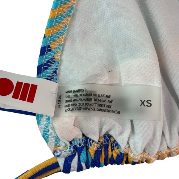 SOLID & STRIPED RAINE TECHNICOLOR MOSAIC EXTRA SMALL HALTER TRIANGLE BIKINI TOP - Picture 11 of 13